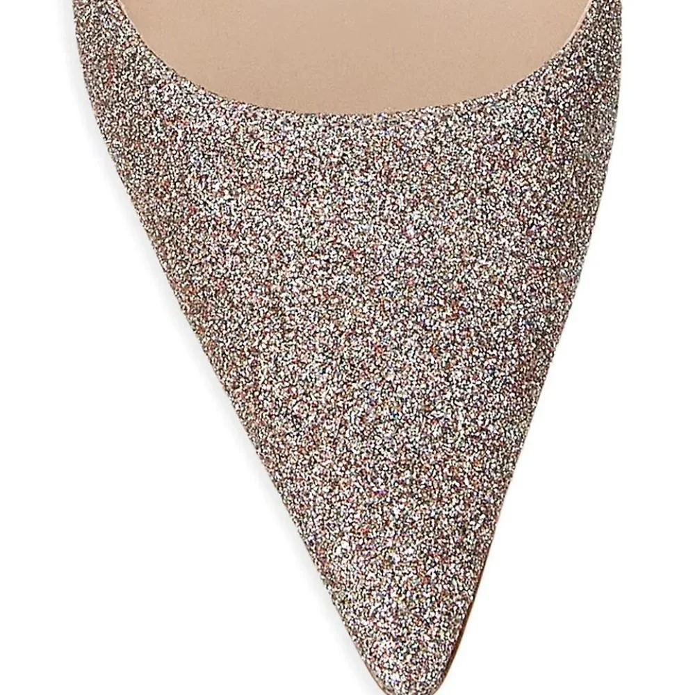 Stuart Weitzman's D'Orsay pumps are crafted of multicolored glitter with scallop - Picture 4 of 7